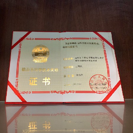 鶴山市科學(xué)技術(shù)獎(jiǎng)勵(lì)證書(shū)三等獎(jiǎng)（個(gè)人）
